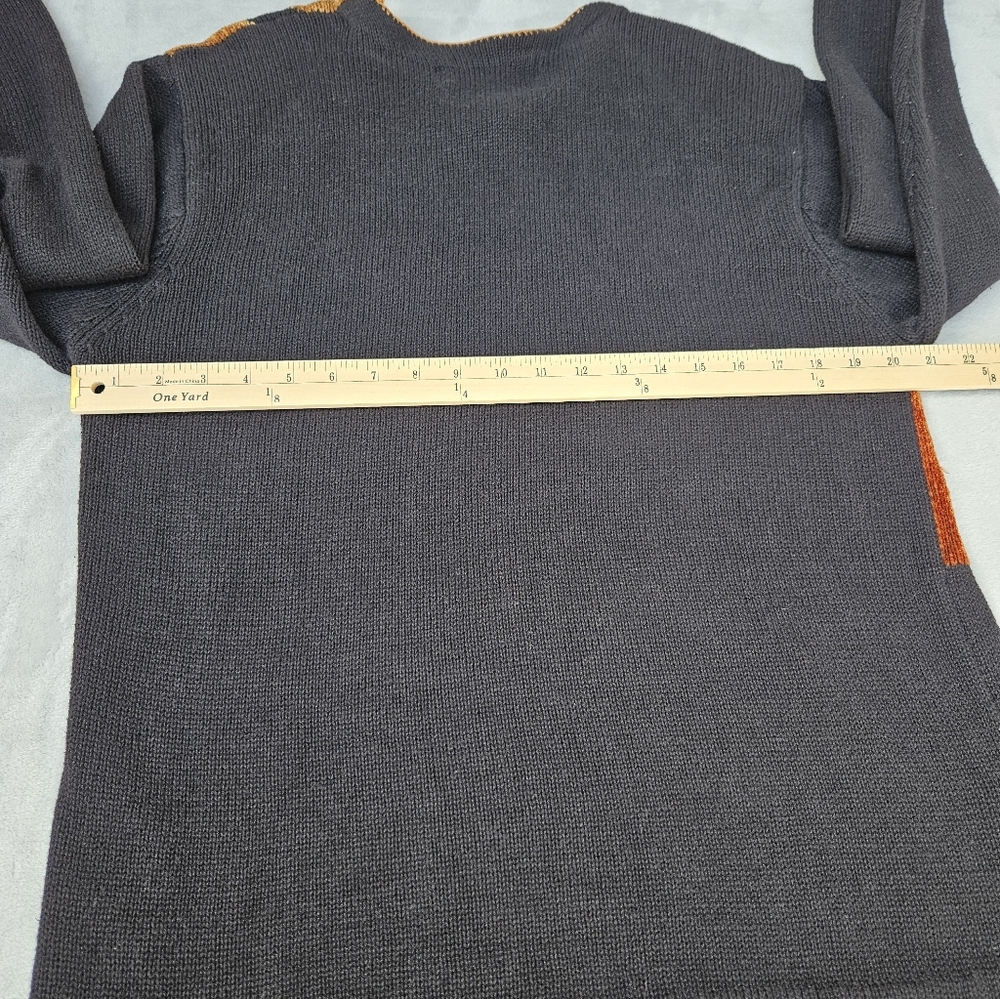 Vtg Victoria Harbour Animal Patchwork Sweater in Black and Burnt Orange Wmns L - Picture 8 of 12